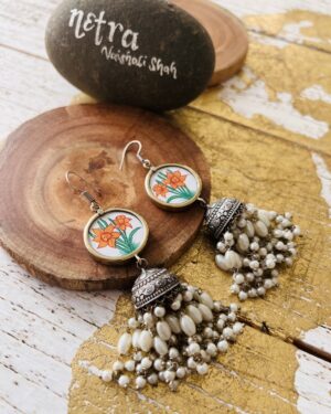 Ethnic Oxidized German Silver Earrings