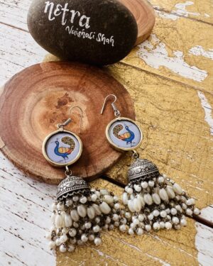 Ethnic Oxidized German Silver Earrings
