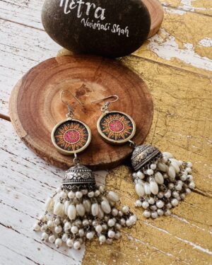 Ethnic Oxidized German Silver Earrings