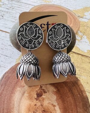 Ethnic Oxidized German Silver Earrings