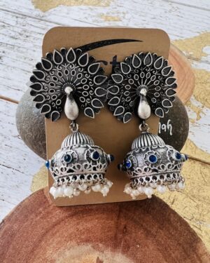 Ethnic Oxidized German Silver Earrings