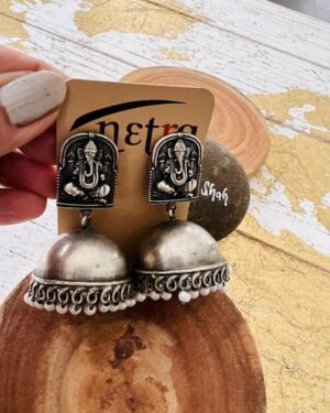 Ethnic Oxidized German Silver Earrings