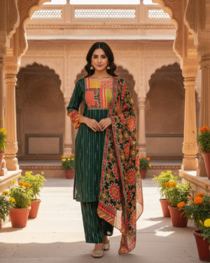 Embroidered Kurta and Trouser with Dupatta Size 44