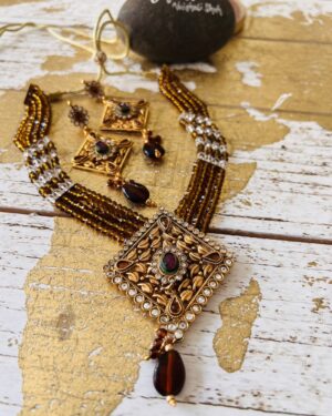 Ethnic polki beaded necklace set