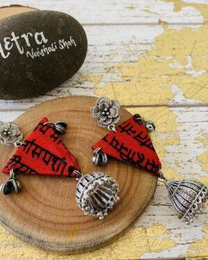 Handmade sustainable fabric German Silver earrings
