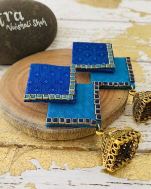 Handmade sustainable fabric German Silver earrings