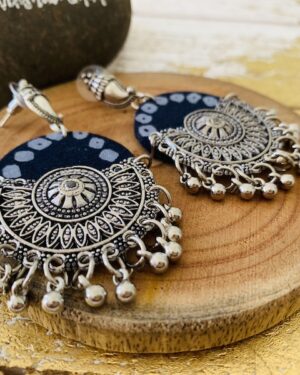 Handmade sustainable fabric German Silver earrings