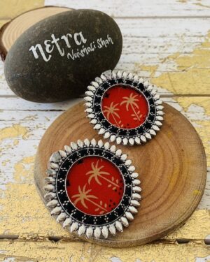 Handmade sustainable fabric German Silver earrings
