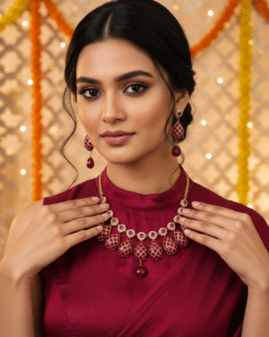 Ethnic Ruby stones necklace set