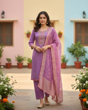 Beautiful hand embroidered kurta set with brocade dupatta Size 42