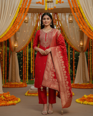 Beautiful gota embroidered kurta set with machine embroidery details Size 40