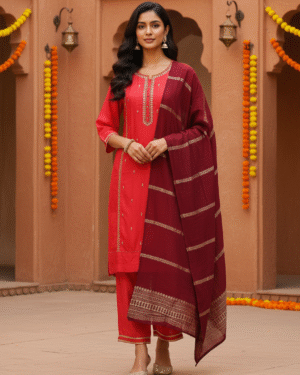 Beautiful Silk kurta set with machine embroidery details Size 44