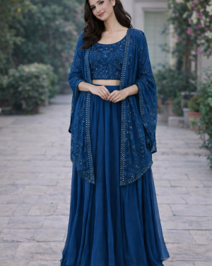 Embroidered georgette crop top sharara outfit Size 38