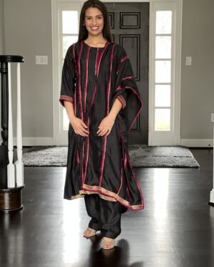 Designer Indowestern Top and trouser suit with Dupatta Size 42