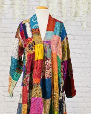 Katha  (कथा – "The Story")- Kantha Embroidered Silk Dress Size 42 XL