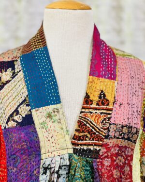 Katha  (कथा – "The Story")- Kantha Embroidered Silk Dress Size 42 XL