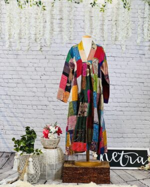 Katha  (कथा – "The Story")- Kantha Embroidered Silk Dress Size 42 XL