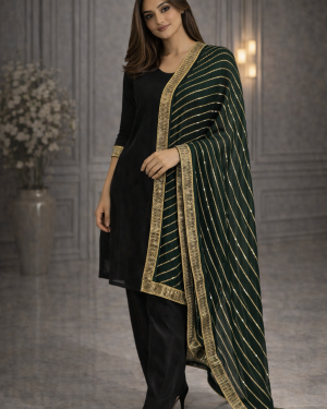 Georgette sequins work dupatta