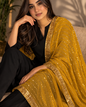 Georgette sequins work dupatta