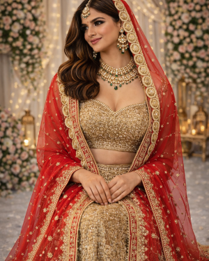 Suhagan Red embroidered Dupatta