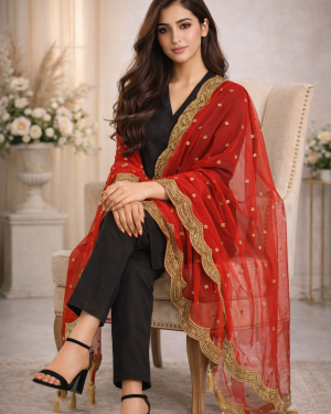 Scalloped Hand work dupatta