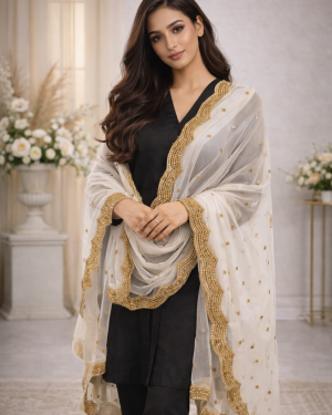 Scalloped Hand work dupatta