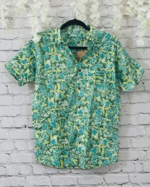 Viraasat (विरासत – “Heritage”) Handcrafted Sanganeri Block Print Men's Short Sleeve Summer Shirt - Medium Size