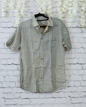 Viraasat (विरासत – “Heritage”) Handcrafted Sanganeri Block Print Men's Short Sleeve Summer Shirt - XXL Size