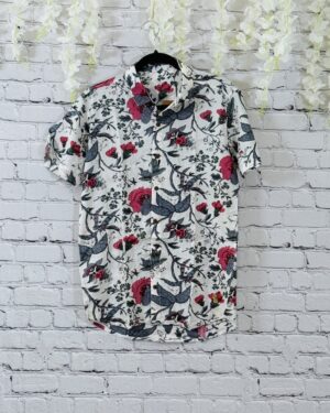 Viraasat (विरासत – “Heritage”) Handcrafted Sanganeri Block Print Men's Short Sleeve Summer Shirt - Medium Size