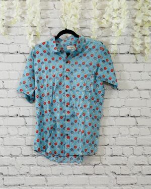 Viraasat (विरासत – “Heritage”) Handcrafted Sanganeri Block Print Men's Short Sleeve Summer Shirt - XXL Size