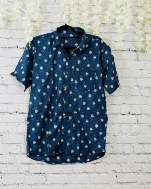 Viraasat (विरासत – “Heritage”) Handcrafted Sanganeri Block Print Men's Short Sleeve Summer Shirt - XL Size