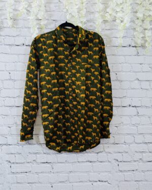 Viraasat (विरासत – “Heritage”) Handcrafted Sanganeri Block Print Men's Long Sleeve Summer Shirt - Medium Size