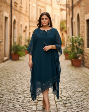 Hand Embroidered Indowestern Georgette Top  Size 48