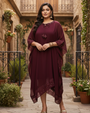 Hand Embroidered Indowestern Georgette Top  Size 48