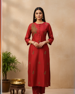 Woven long Kurta Top  with gota embroidery Size 38 (Medium)