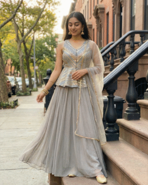 Three piece crop top skirt and Dupatta set size 40 Large