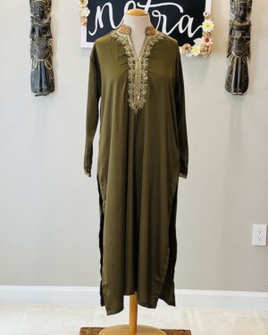 Hand Embroidered long Satin Crepe Kurta Top  Size 48