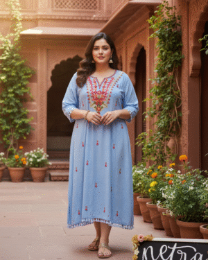 Woven long Kurta Top  with gota embroidery Size 48