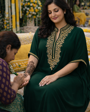 Beautiful hand embroidered georgette kaftan Size 44-size 50